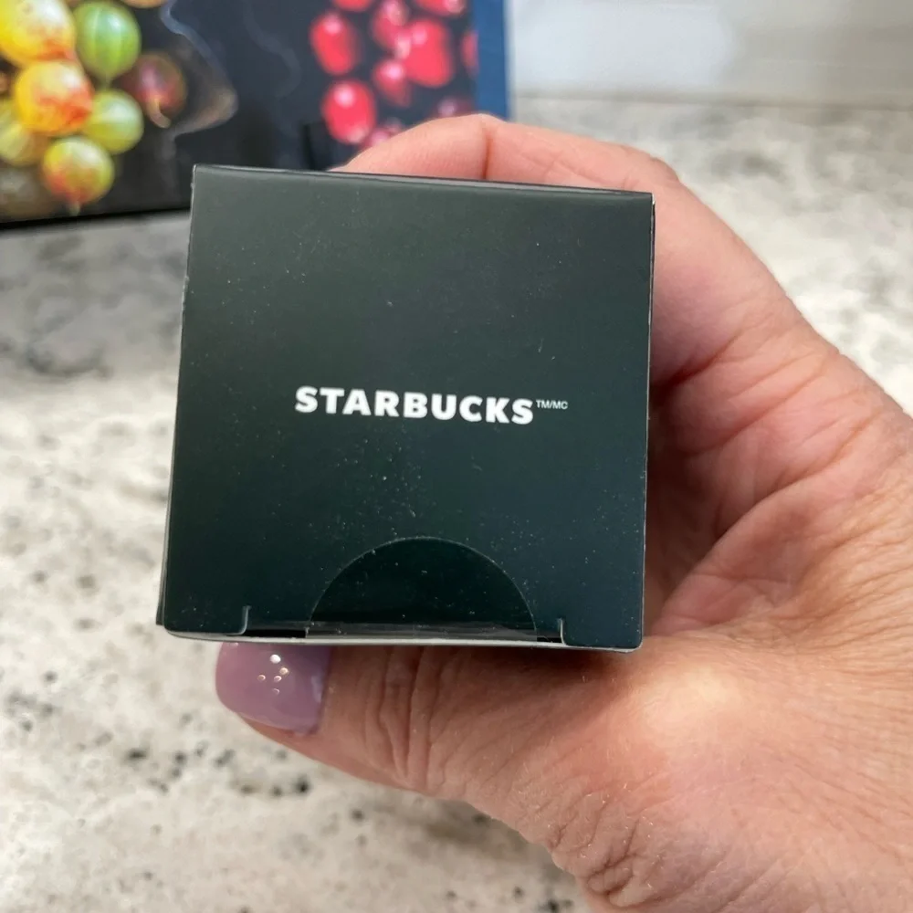 Starbucks 2023 Metallic Mirror Green Studded Bling Mini Keychain Ornament. NWT.